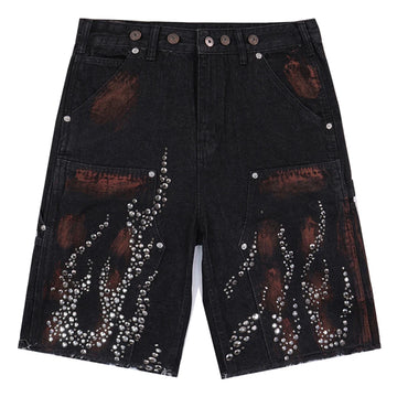 Fire Diamond Denim Shorts
